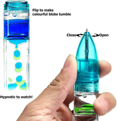 Close-up of the lava bubbles swirling inside Yue Motion Lava Pens.