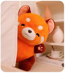 YUKOUQIAN red panda plush close-up of soft fluffy fur for cuddles