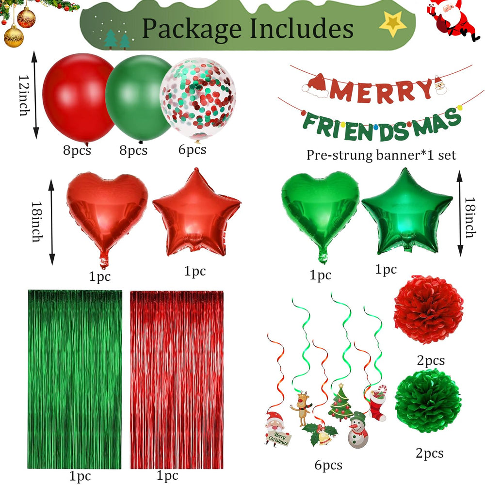 Yumiche Friendsmas red and green pom poms brighten displays