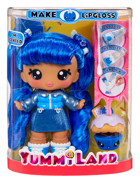 Yummiland Rory Blueberry doll with lip gloss kit for creative play