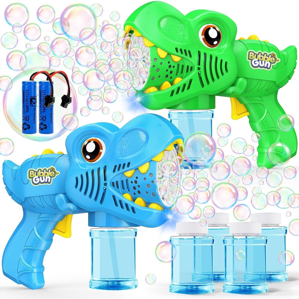 Yunaking dino bubble gun front view for kids' outdoor play