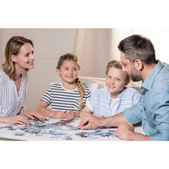 Finished Yundu Moraine Lake puzzle showcased as vibrant decor.