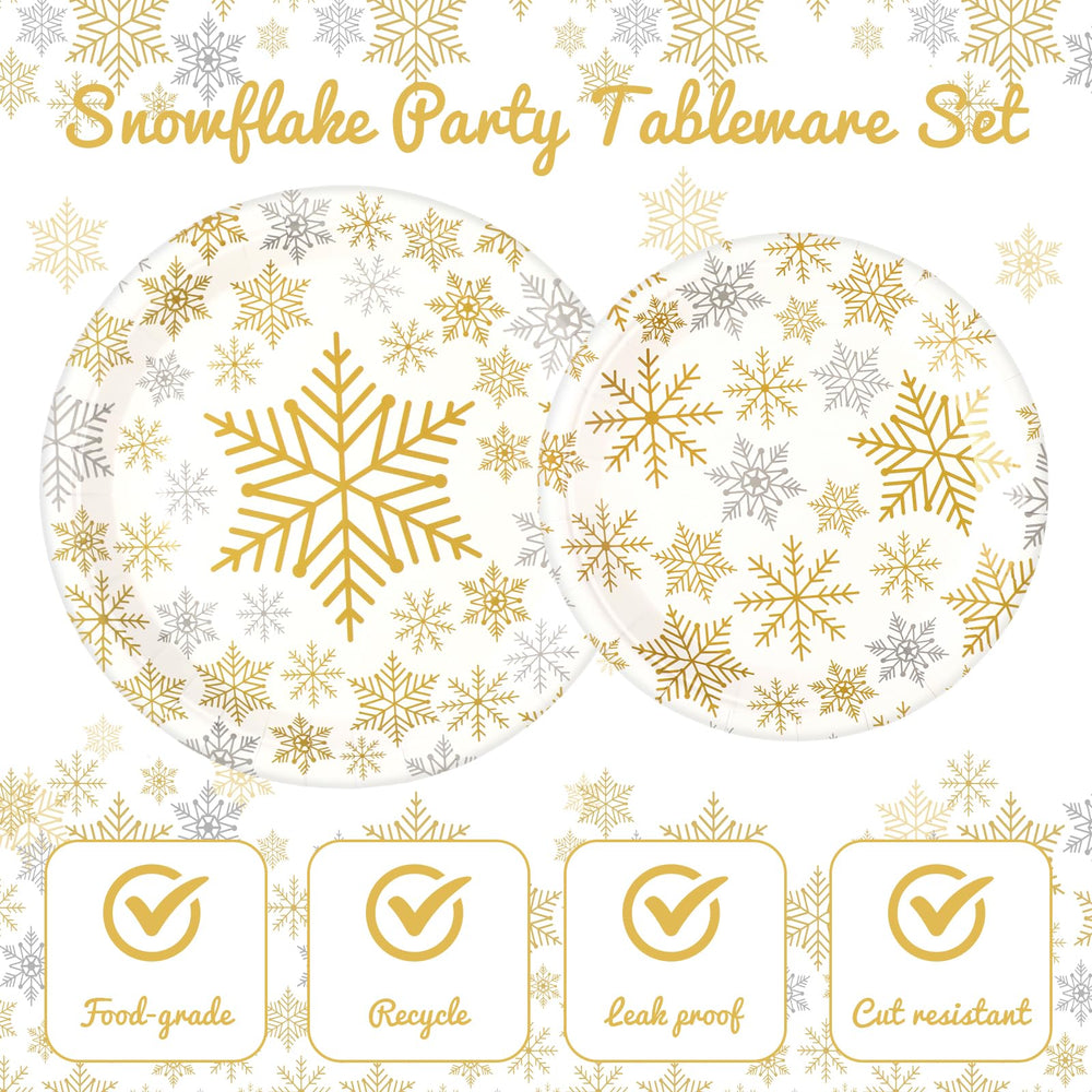 Yungyan snowflake 7 inch dessert plates in gold, ideal for desserts