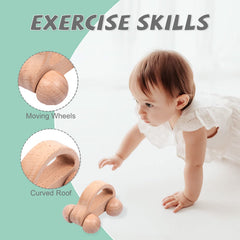 YunHe XinQiao hedgehog wooden rattle promotes auditory and grasping play.