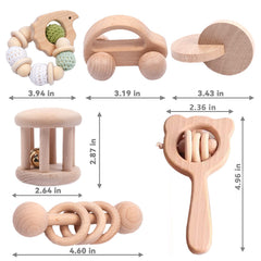 YunHe XinQiao wooden grip toy strengthens tiny fingers during play.