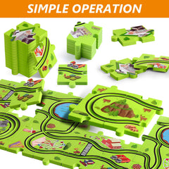 YunWings car glides automatically along grooved track for seamless play.