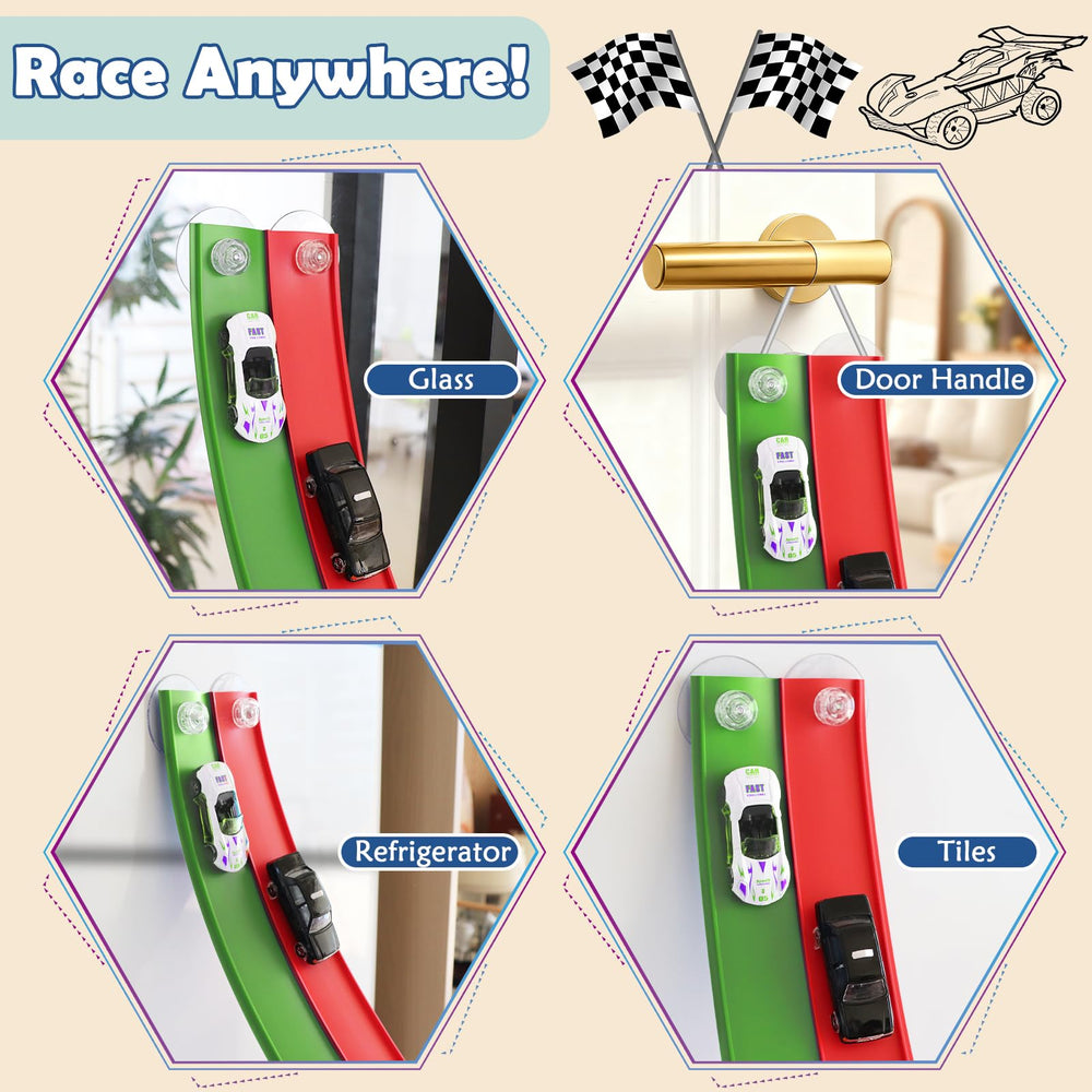 YUOIOYU Flex Tracks suction cups grip window surfaces for vertical racing