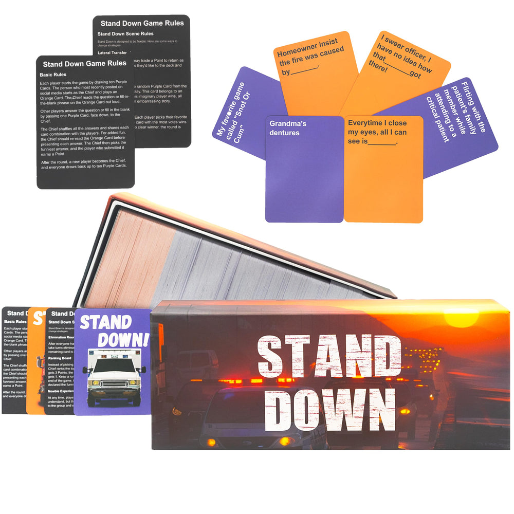 yusetoyue Stand Down card game packaging and cards showcased for gifts.