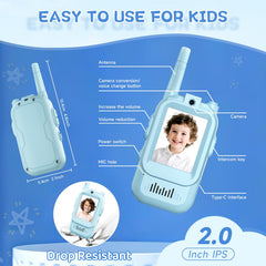YUSSBCU video walkie talkie blue rechargeable battery enables continuous use.