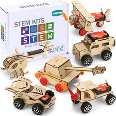 Yutin STEM Kits four-wheel-drive model for hands-on learning with wooden parts.