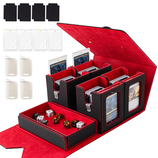 Yuunaie trading card storage box with a dice tray for organized gameplay on the go.