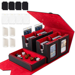 Yuunaie trading card storage box with a dice tray for organized gameplay on the go.