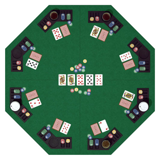 YUZPKRSI 48-inch octagon table top in green seats eight players comfortably for family game nights.