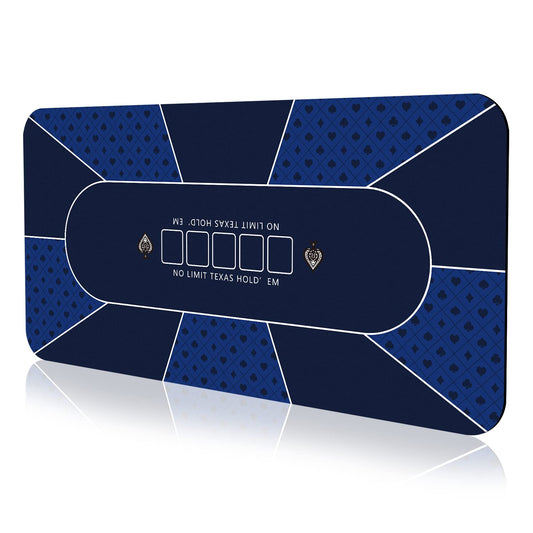 YUZPKRSI 70x35 blue poker mat provides a large playing area for eight players