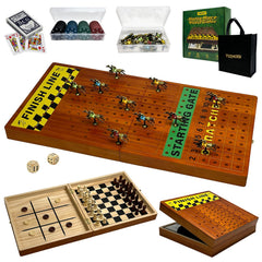 YUZPKRSI large 23-inch horse race board with four games in one for family nights