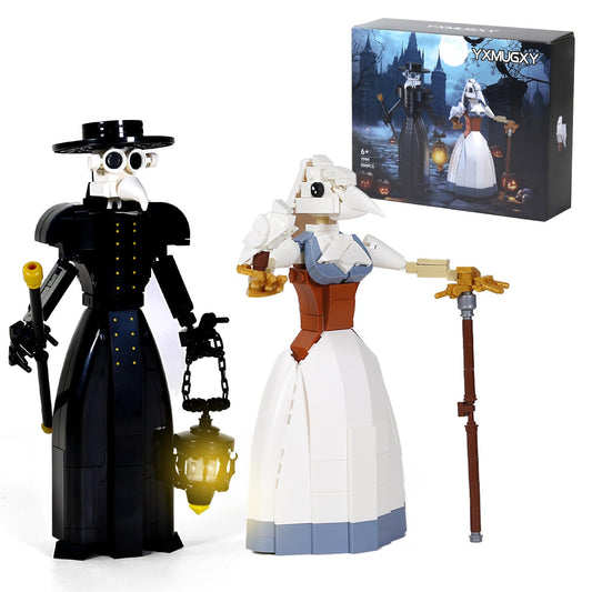 YXMUGXY plague doctor figure front view, authentic beaked mask for display