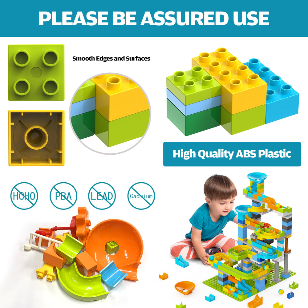 YY LANDTOYS lego-duplo compatibility image shows seamless expansion with existing blocks