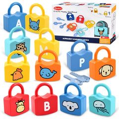 YYDeek alphabet locks and keys set for toddlers promotes hands-on letter recognition.