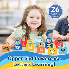 YYDeek colorful locks and keys toy encourages color and letter matching.