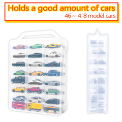 Double-sided organizer design with clear case for quick access to vehicles.