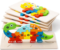 YySiRui wooden animal puzzle with dinosaur shapes supports fine motor skills