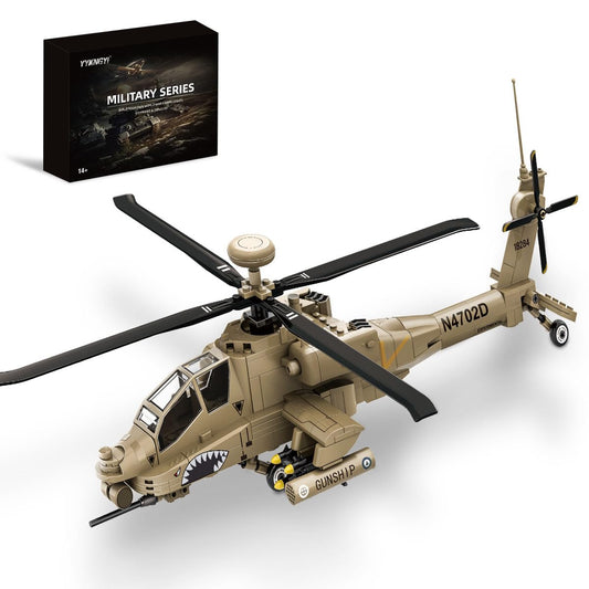 YYKNGYI AH-64 Apache helicopter model in desert camo for desk display