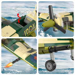 YYKNGYI Spitfire plane propellers spinning for authentic build-and-play experience.
