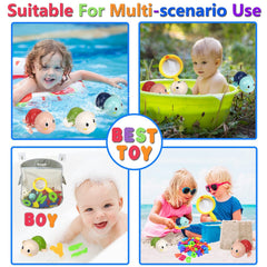 YYMHMF fishing net captures wind-up toys during bath time