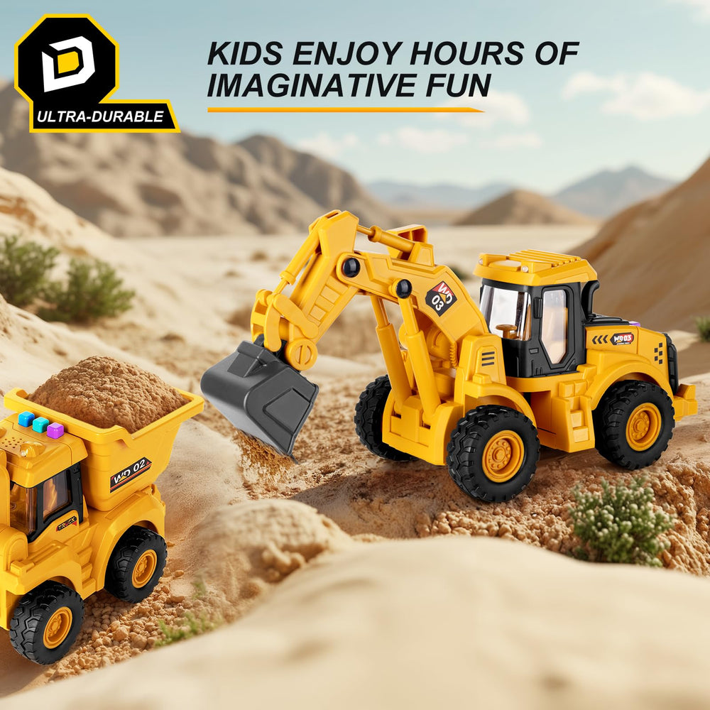 Flexible arm joints on YySiRui excavator toy produce click movement