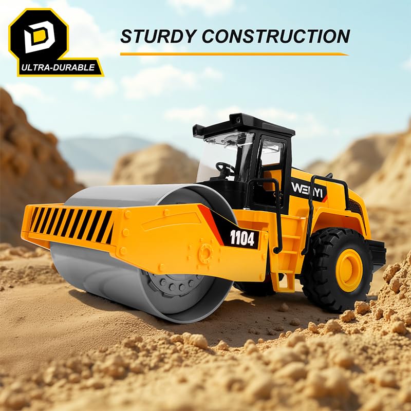 YySiRui road roller truck toy in action for imaginative builds.