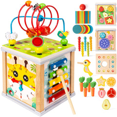 YySiRui wooden activity cube bead maze for fine motor skills development