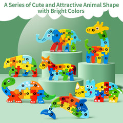 YySiRui wooden animal puzzle giraffe: enhances color recognition and hand-eye coordination.