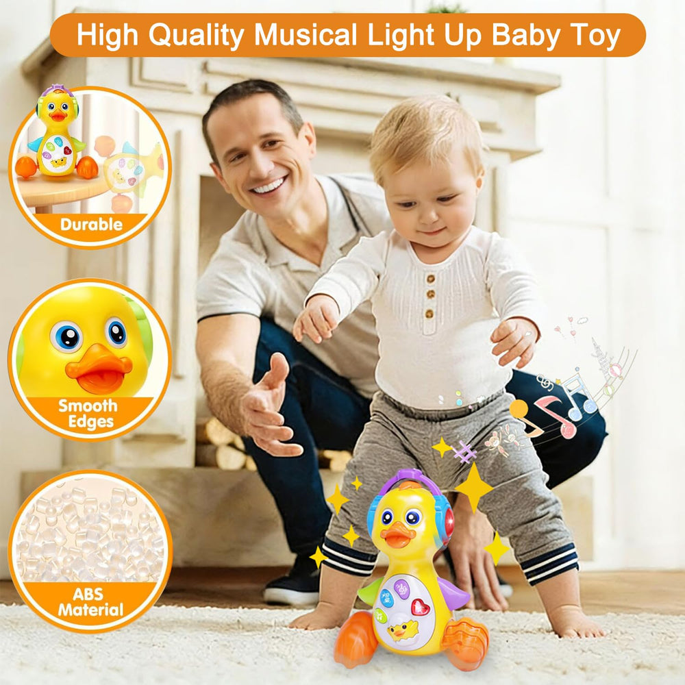 Yzata musical flapping yellow duck educational toy encourages early problem-solving and coordination.