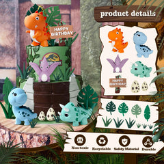 Zafena dinosaur leaves decorate cake sides with a lush jungle look.