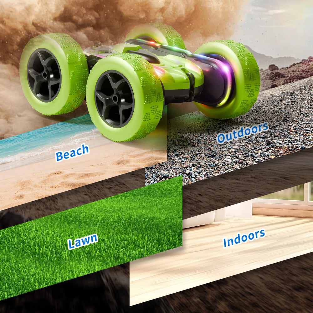Zalneo deep-tread tires provide solid grip on carpet, wood, grass, and sand.
