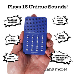 ZANY TRAINS Train Noisemaker buttons close-up for quick sound selection.