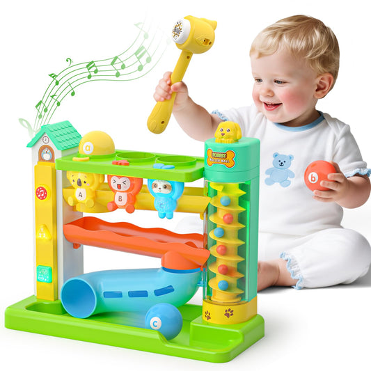 Zardali musical pound and ball toy with color holes supports early learning.