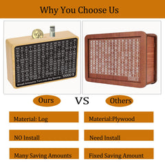 Zayeemi money-saving-box wooden side view shows compact, sturdy design for home use.