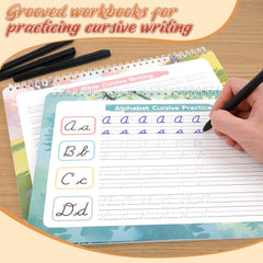 Zazopup grooved writing pages showing guided strokes for proper cursive formation.