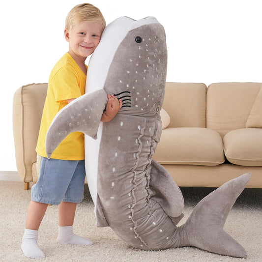 Zctghvy 48 inch giant gray whale shark plush for cozy hugs