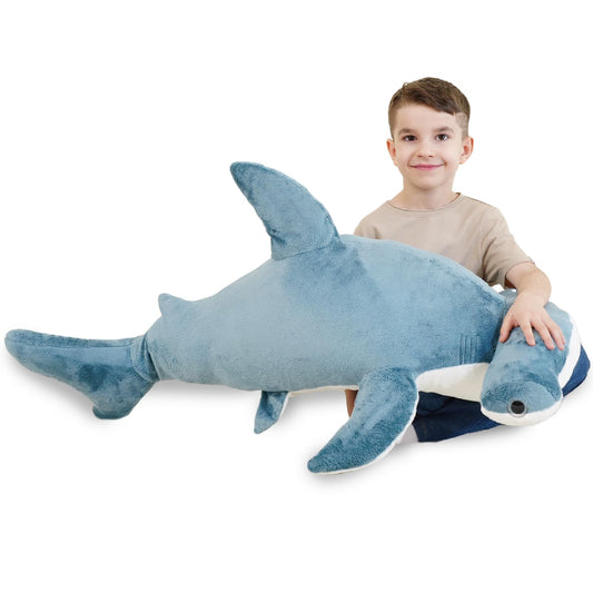 Zctghvy hammerhead shark plush, 37-inch giant, ideal cuddle companion and display piece.