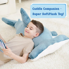 Zctghvy hammerhead shark serves as pillow and decor in kids room.