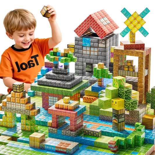 ZDRKWSM magnetic blocks 200 cubes set for creative construction and STEM play.