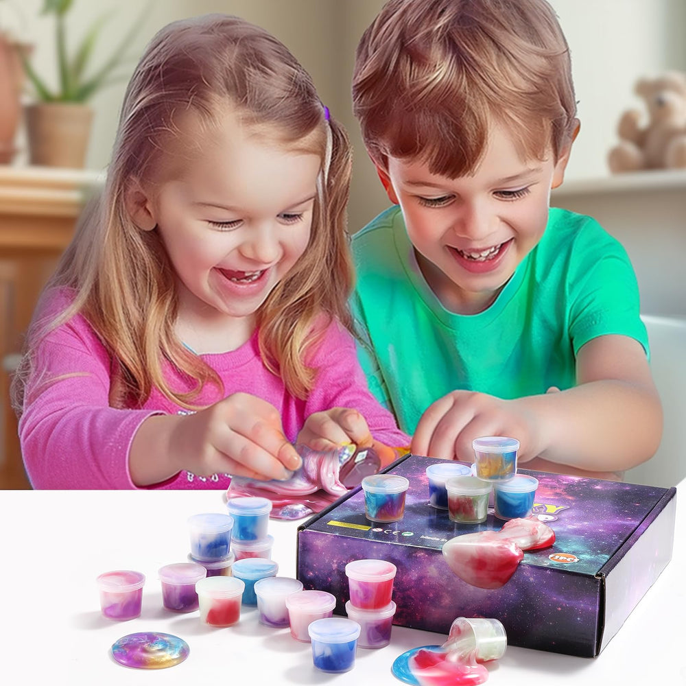 Classroom display of ZDTHNSIAT Galaxy Slime 72pack as a prize and learning activity