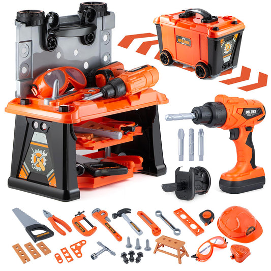 ZEALOUS TOYS tool bench 79pcs set shown for imaginative construction play