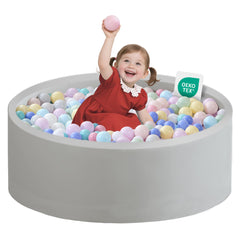 Zedachica ball pit grey front view for toddlers with soft surface