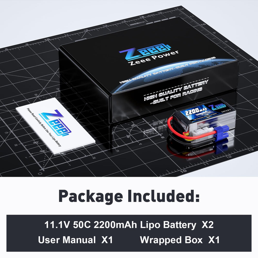 Zeee 2-pack EC3 LiPo set for extended RC sessions.
