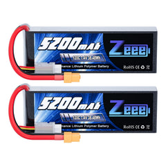 Zeee 2S 5200mAh soft-pack battery with XT60 connector for longer RC runs.