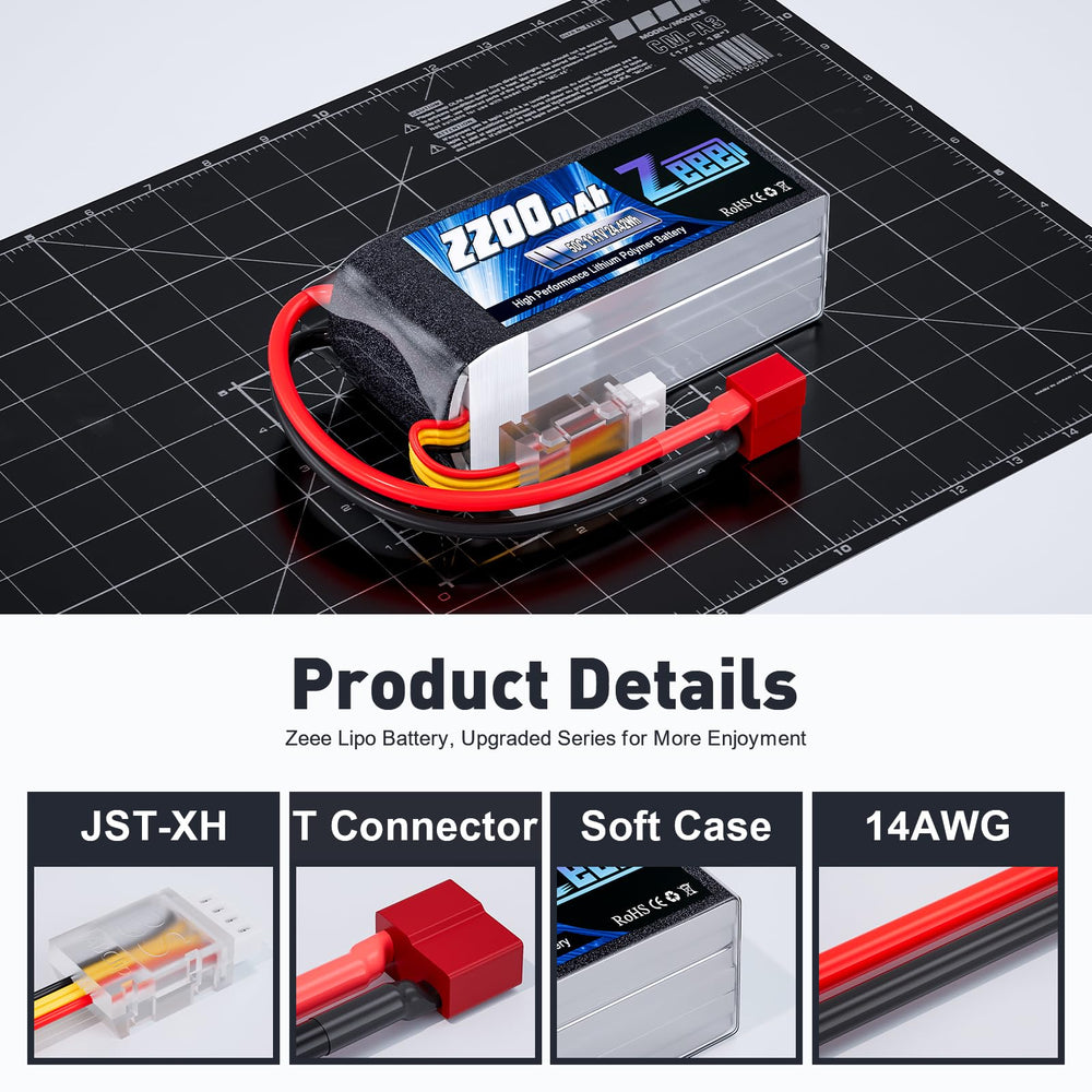 Zeee 2200mAh RC LiPo pack suited for cars, boats, and aircraft.