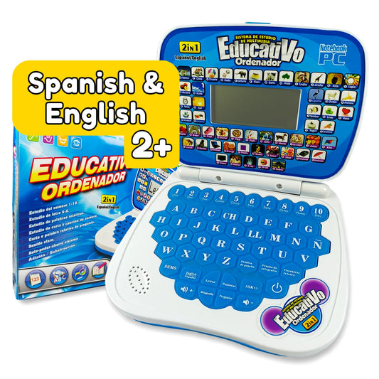ZeenKind small talking laptop front view promotes bilingual learning for toddlers.